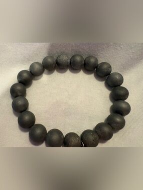 Kinsley Armelle Matte Black Bead Stretch Bracelet